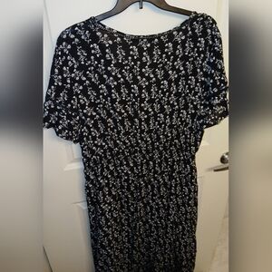 Black floral dress, always indigo, 2X